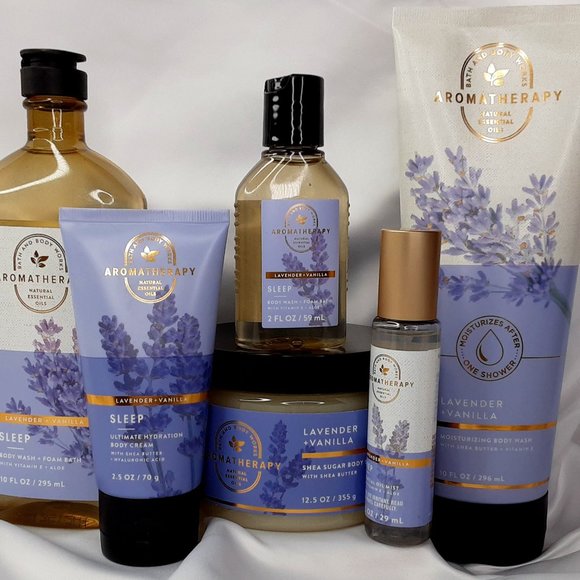 BATH & BODY WORKS 6-PIECE'LAVENDER+VANILLA' HOME & TRAVEL BODY CARE GIFT SET